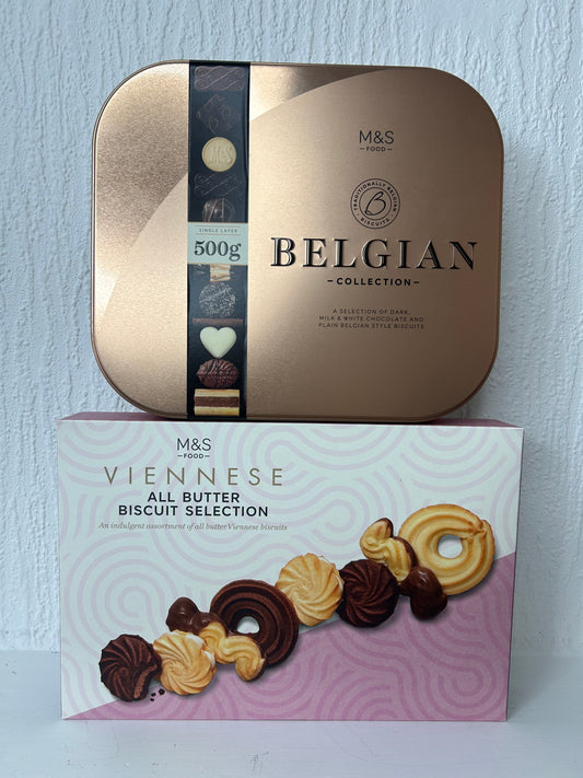 M&S Belgian Chocolate Tin & Viennese Biscuit Bundle – UK Imported Gift Set