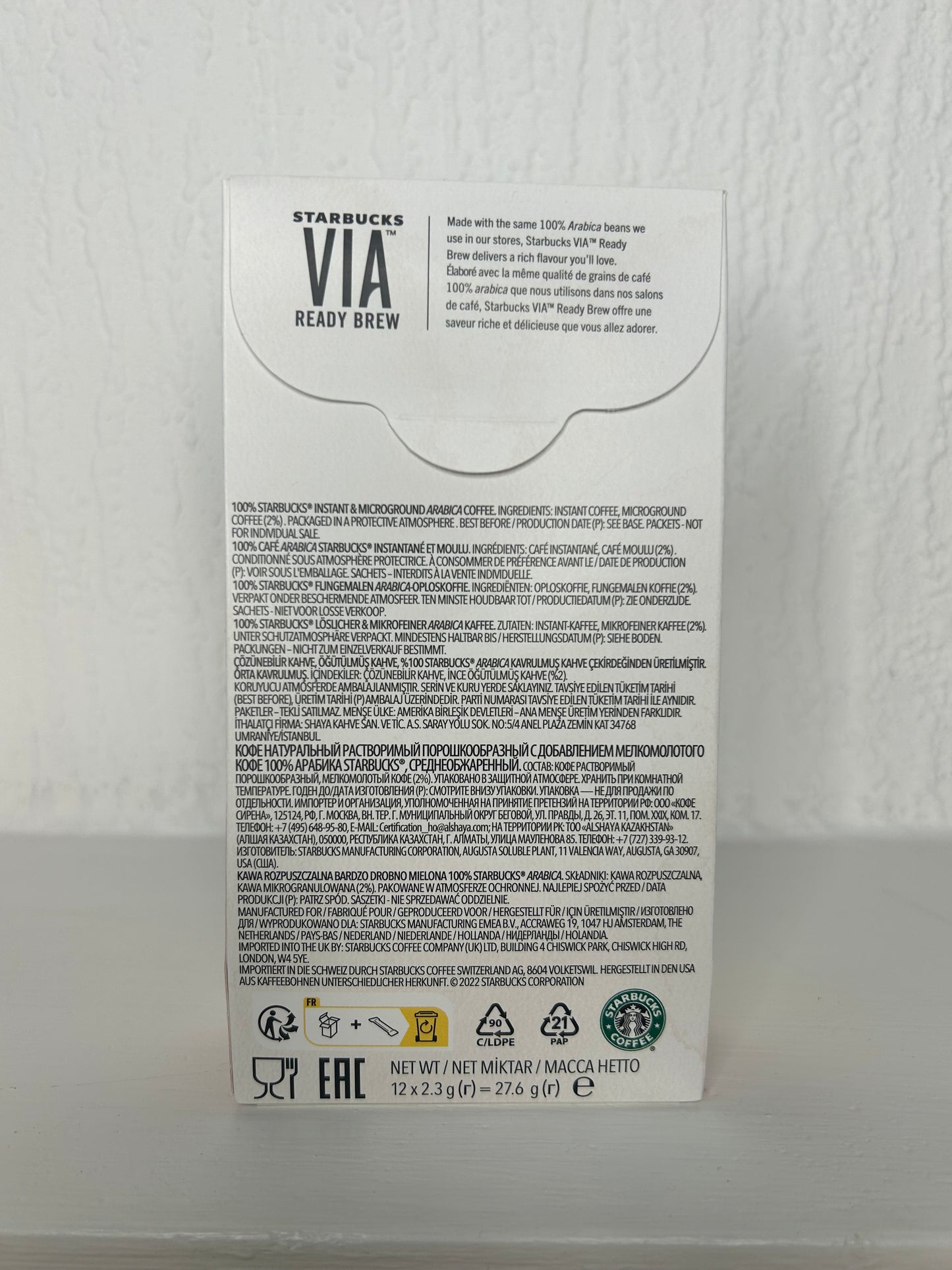 Starbucks VIA Instant Coffee – 3 Pike Place & 3 Italian Roast (72 Sachets)