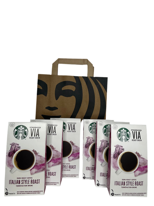 Starbucks Italian VIA Instant Coffee – 12 Sachets (Pack of 6) | Authentic Starbucks dark roast microground coffee.”