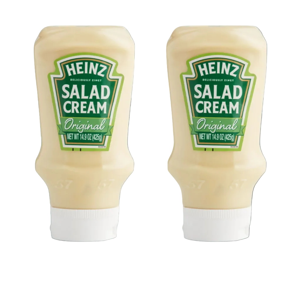 Two Heinz Salad Cream bottles