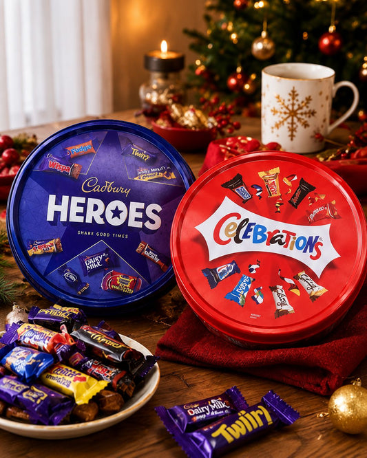 British chocolate sharing hamper with assorted individually wrapped chocolates
