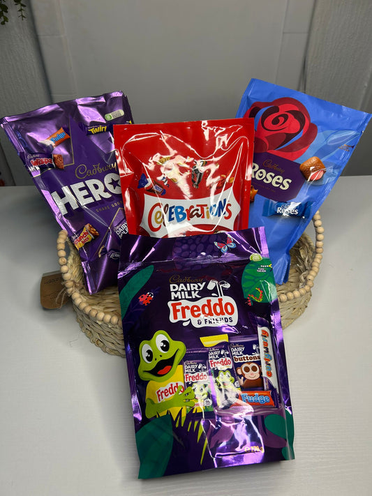 Assorted Cadbury and Celebrations holiday chocolate selection pack