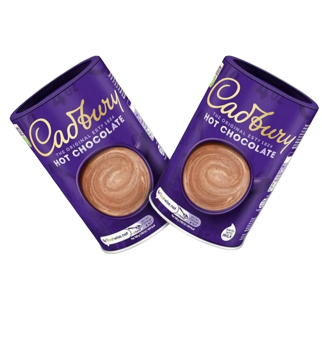 Two Cadbury hot chocolate packages