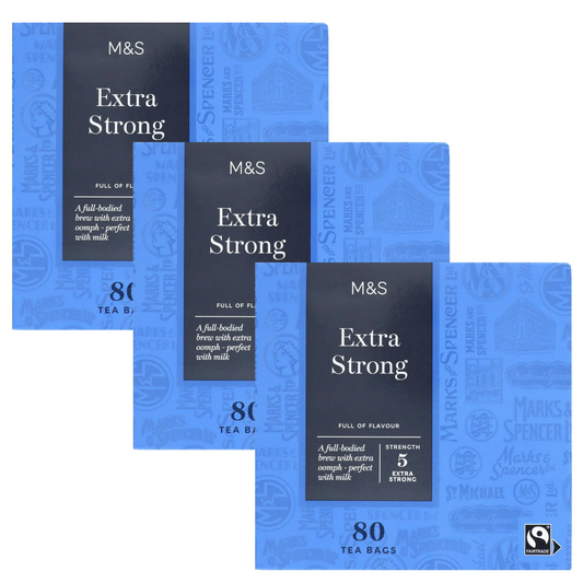 Bundle of 3 packs M&S Fairtrade Extra Strong Tea Bags (240 total)