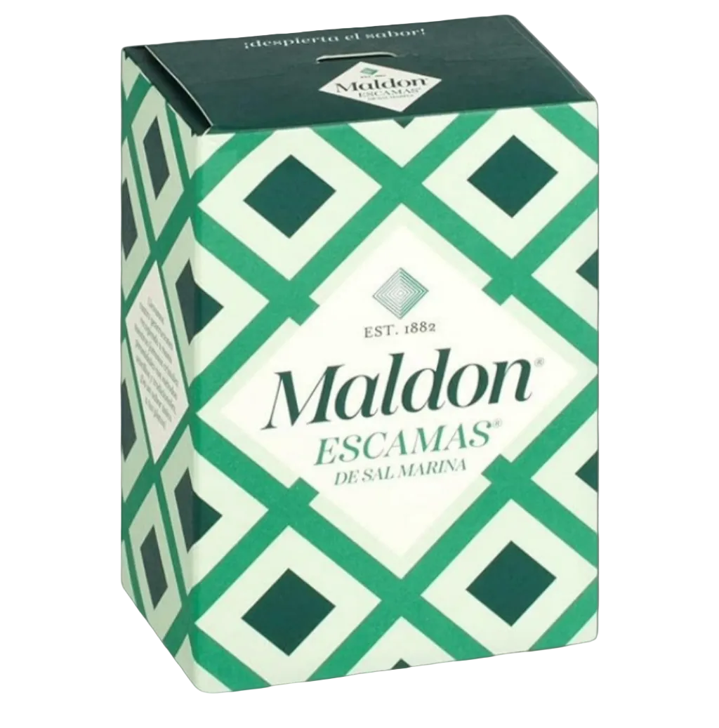 Close-up of Maldon Sea Salt Flakes showing crystal texture