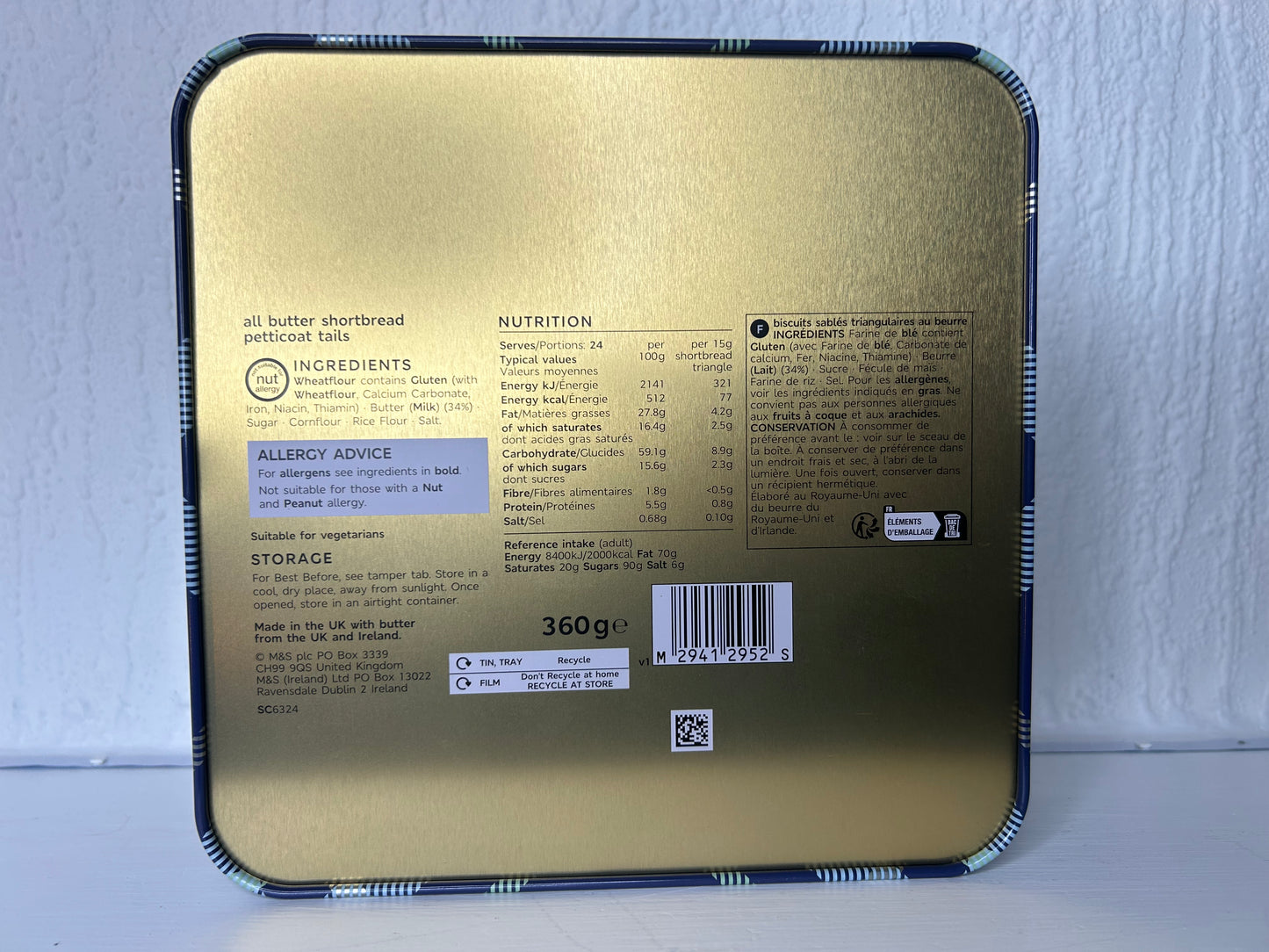 M&S All Butter Scottish Shortbread Petticoat Tail Tin – 360g Gift