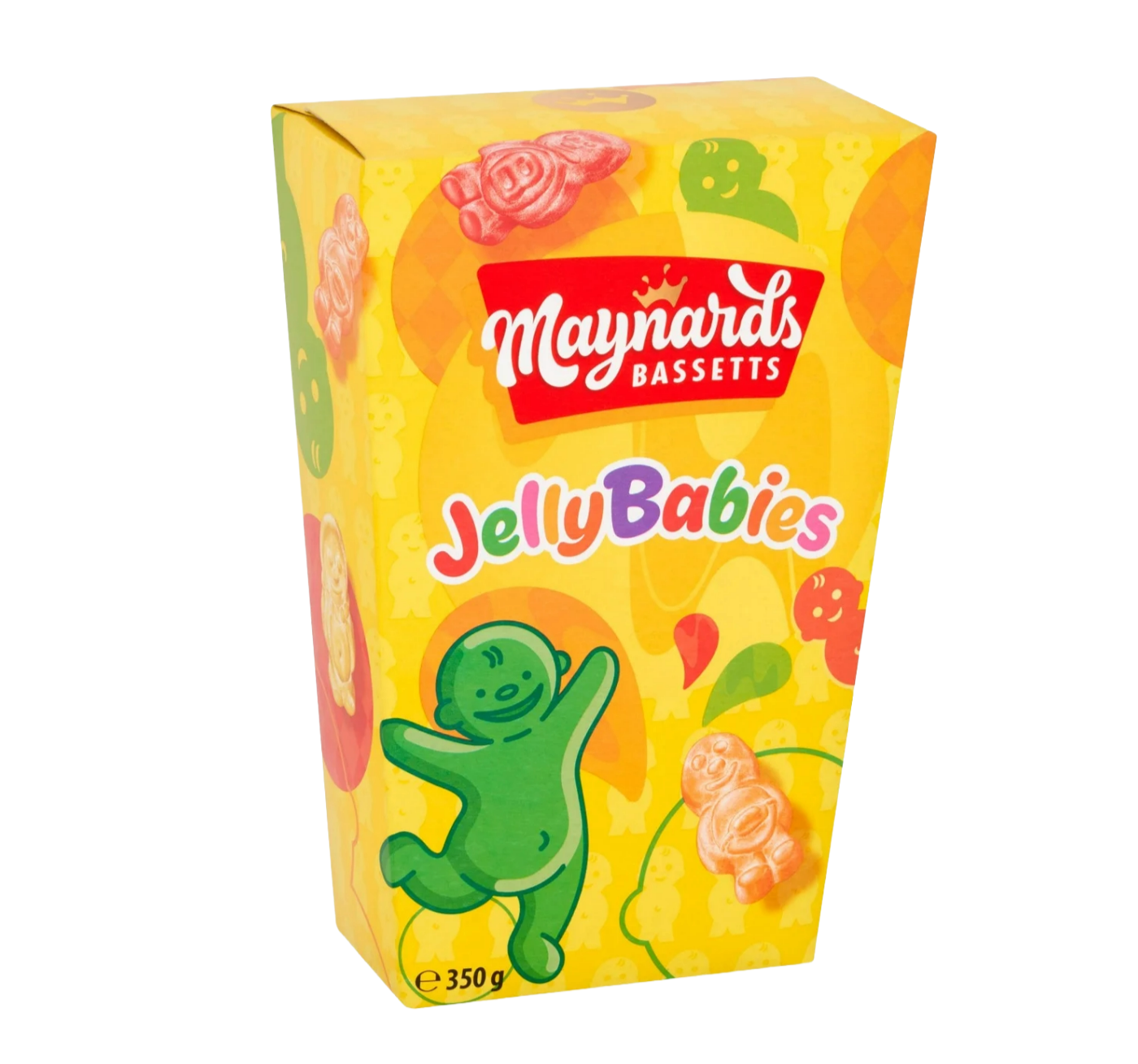 Side view of Maynards Jelly Babies 350g carton packaging