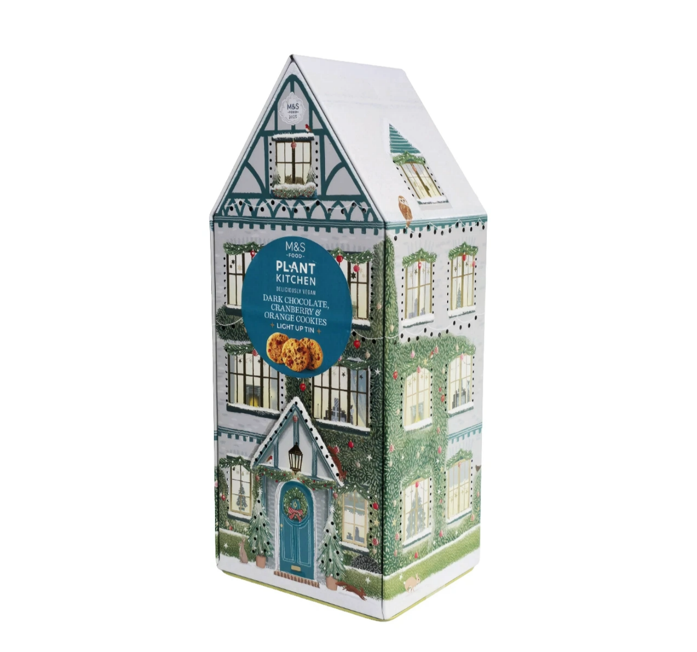Close-up of M&S Plant Kitchen vegan cookies 200g Christmas edition