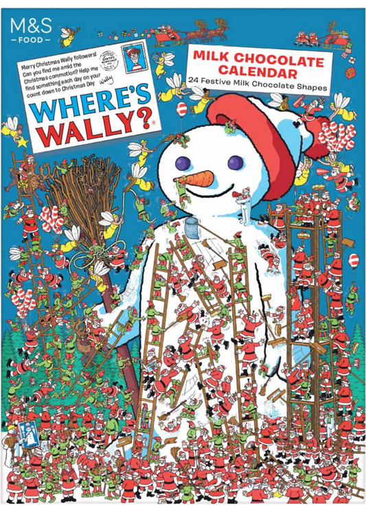 Box design showing 2-pack M&S Where’s Wally Advent Calendar Christmas edition