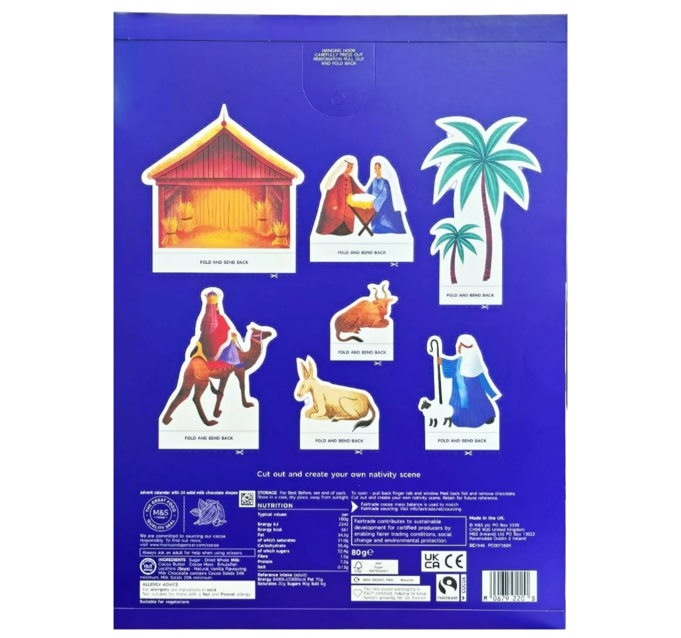 Back of M&S Nativity Advent Calendar pack of 2 with product details