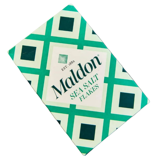 Side angle of Maldon Sea Salt Flakes 127g packaging