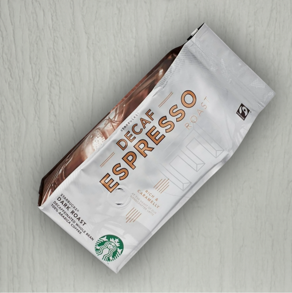 Starbucks Decaf Espresso Roast 227g bag – roasted coffee beans UK edition