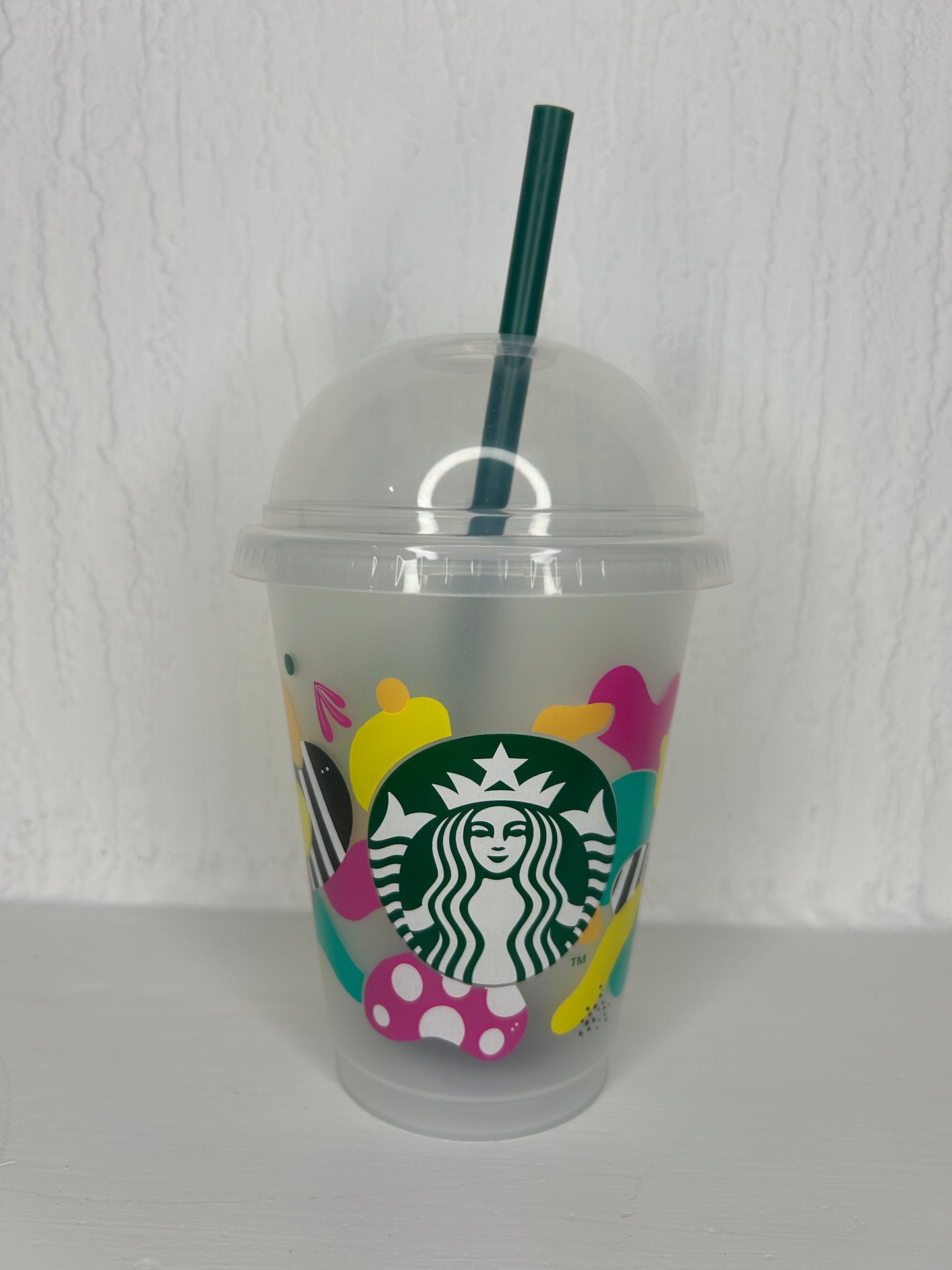 Front view of Starbucks Forget Me Not Reusable Cup 12oz with floral print