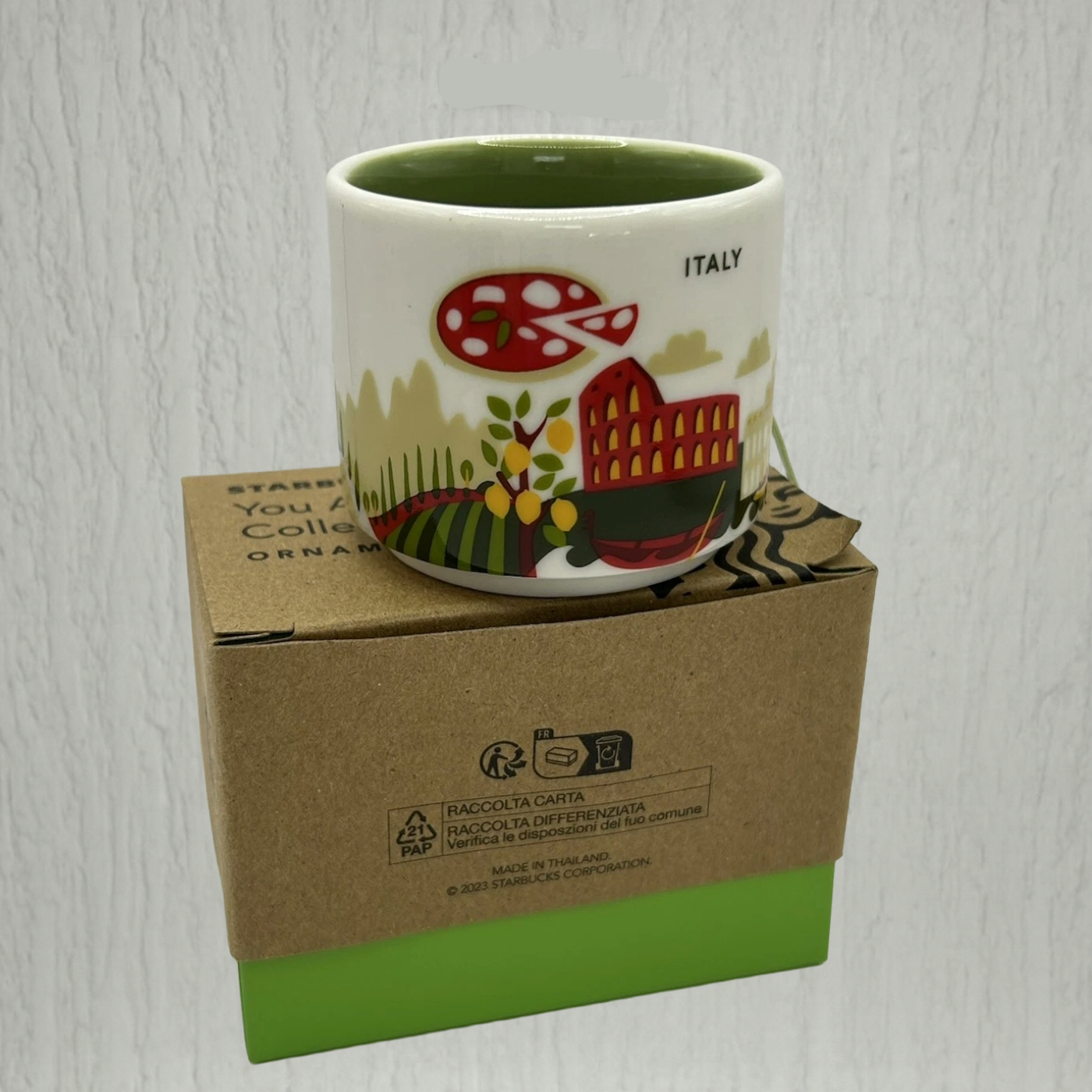 Starbucks Italy You Are Here Ornament Mug 2oz top view – miniature travel series cup