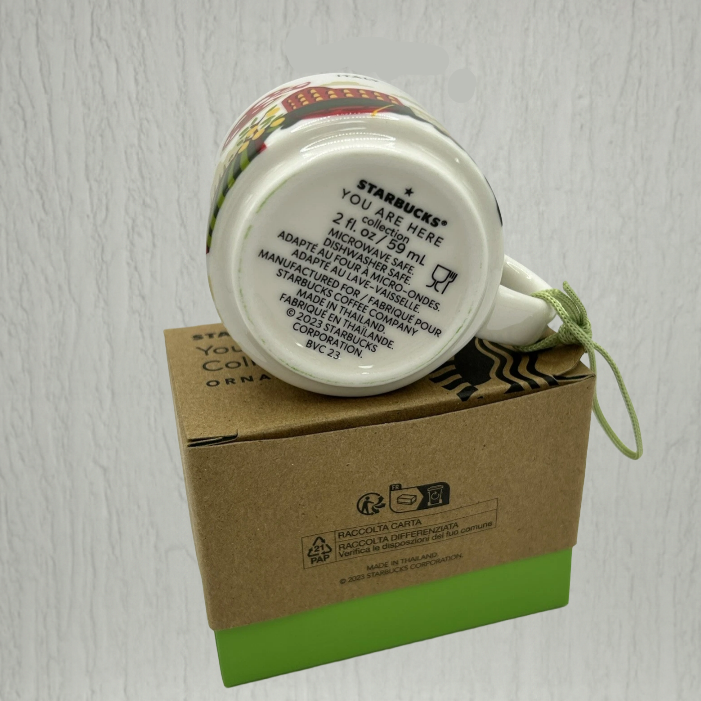 Starbucks Italy You Are Here Ornament Mug 2oz back design – souvenir mini cup