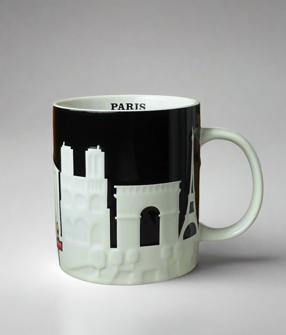 Starbucks Paris Relief Mug 16oz front view – collectible city series coffee mug