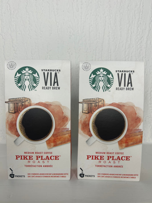 Starbucks Pike Place VIA Instant Coffee – 2 Pack (12 Sachets Each)