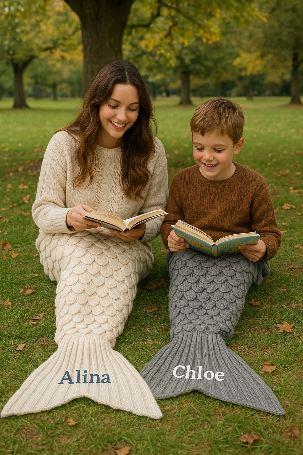 Personalised Mermaid Tail Blanket – Custom Embroidered Blanket for Adults & Kids