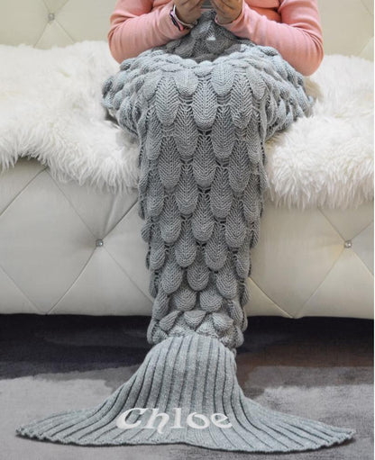 Personalised Mermaid Tail Blanket – Custom Embroidered Blanket for Adults & Kids