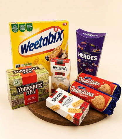 British Breakfast Essentials Hamper with tea and treats