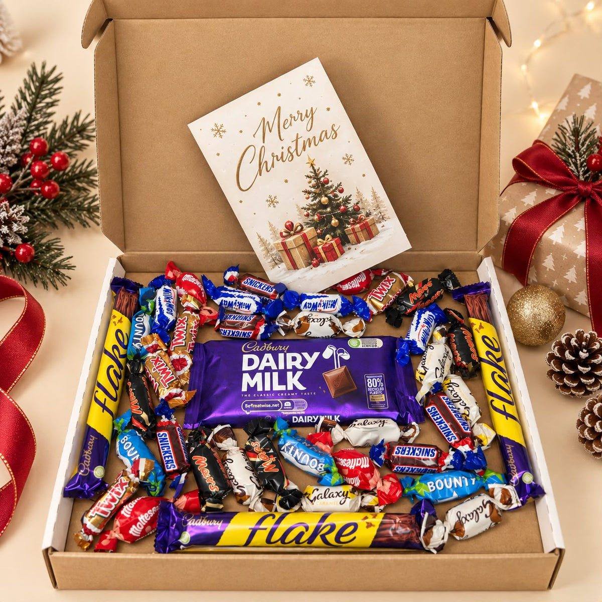 British chocolate personalised gift pack with mixed UK favourites