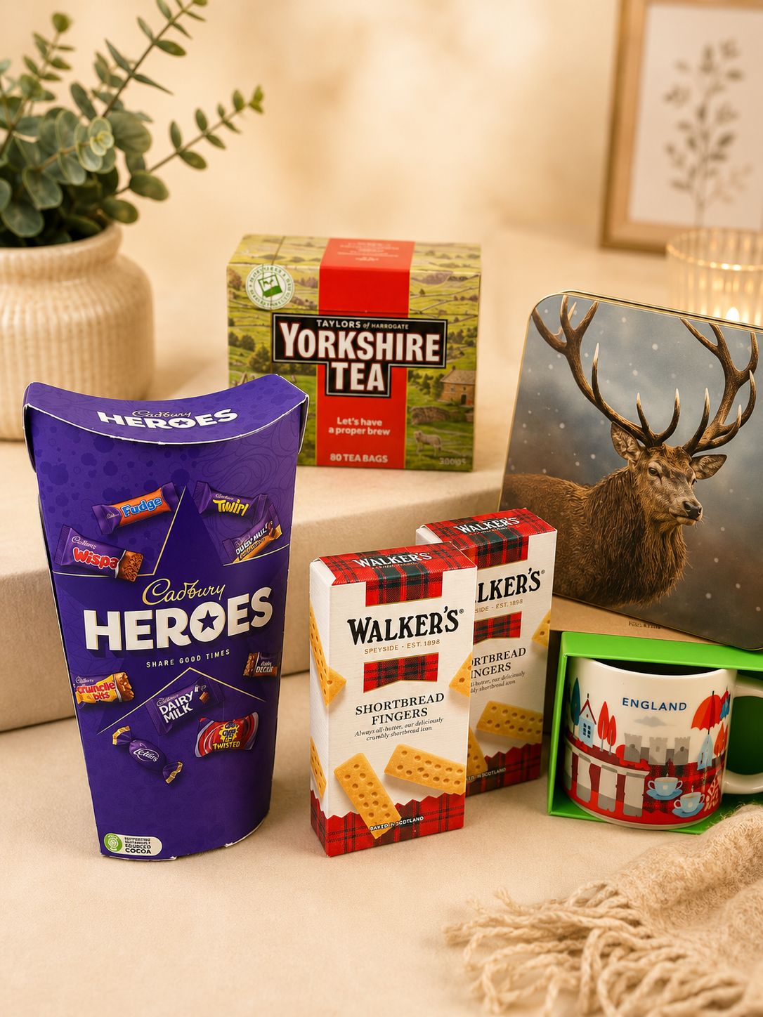 British food hamper featuring Yorkshire Tea and Walkers Shortbread