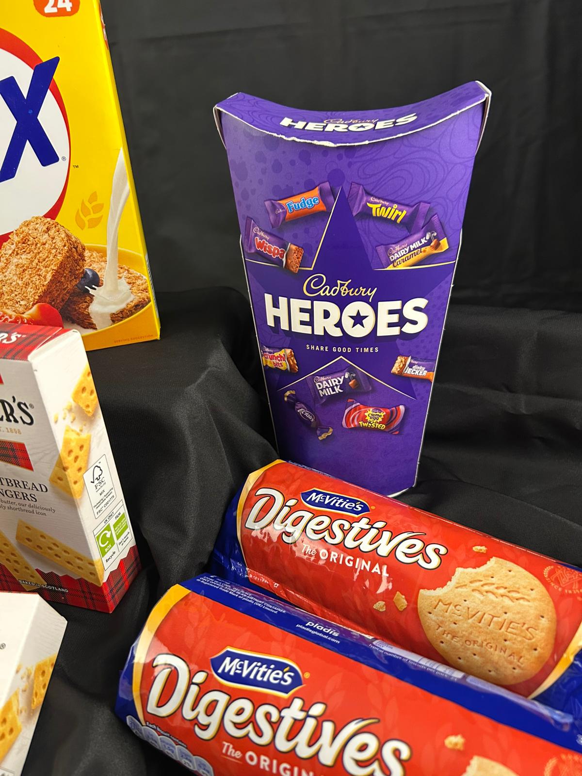Cadbury Heroes chocolate with McVitie's Digestives cookies 