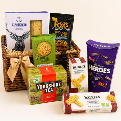 Corporate tea gift box with biscuits and chocolates