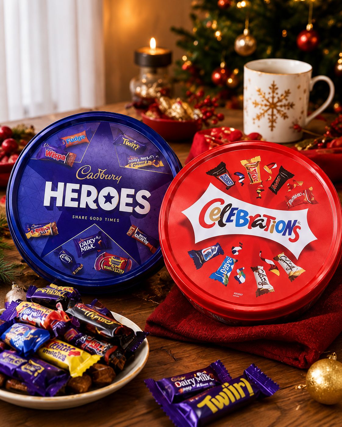 British chocolate sharing hamper with assorted individually wrapped chocolates