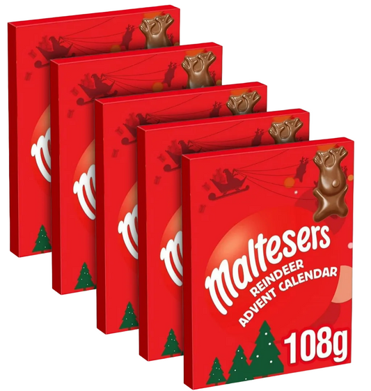 Side angle of Maltesers Advent Calendar showing Christmas artwork
