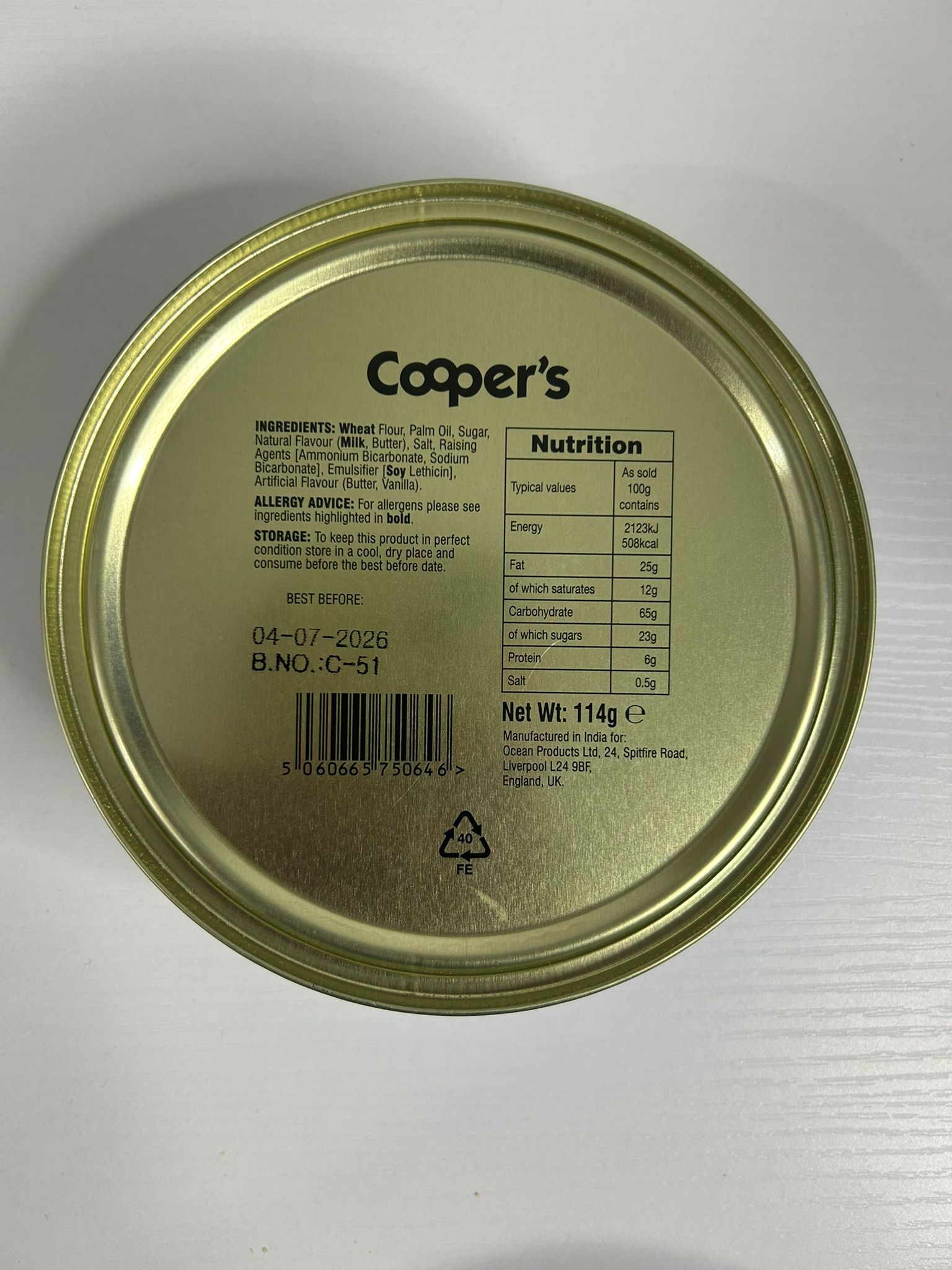 Open tin of Cooper’s Danish Style Luxury Biscuits with assorted cookies