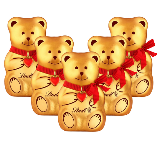 Lindt Teddy Bear Milk Chocolate Bundle of 5 (100g each) front view