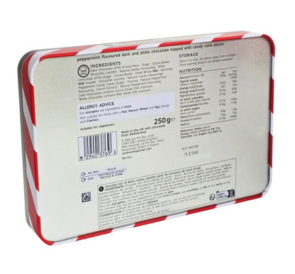 M&S Peppermint Bark 250g festive holiday chocolate box back view
