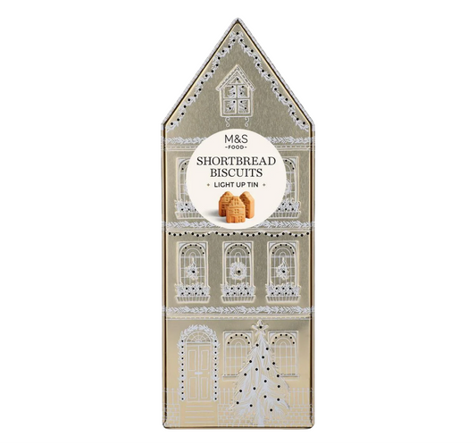 M&S Scottish shortbread house tin gold version