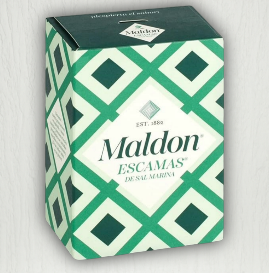 Close-up of Maldon Sea Salt Flakes showing crystal texture