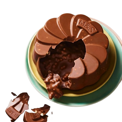 Close-up of chocolate Easter egg with crunchy biscuit pieces