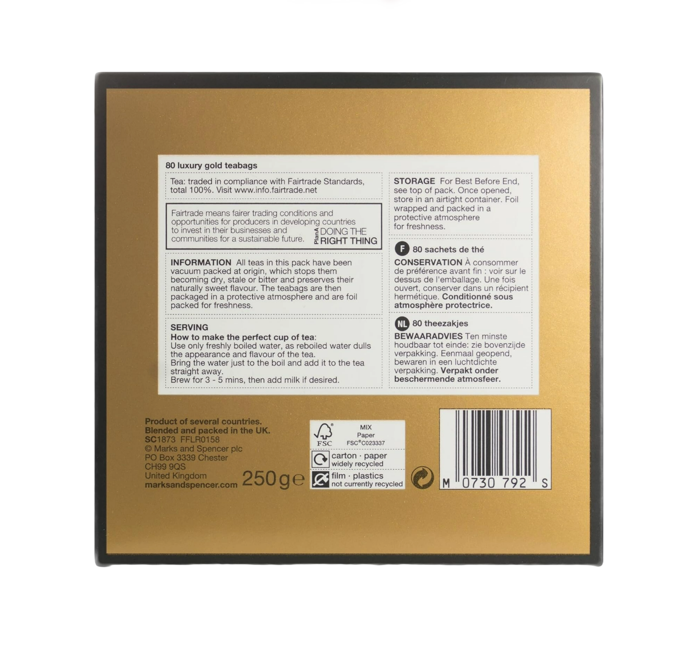 Close-up of M&S Extra Strong Tea Bags packaging – rich and bold tea blend