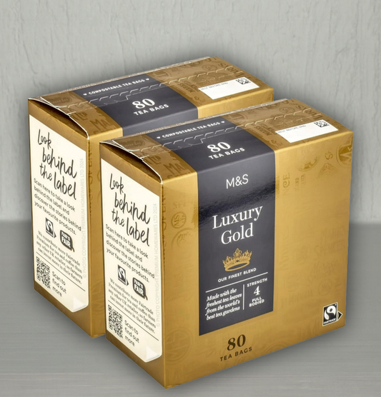 M&S Extra Strong Tea Bags pack of 80 – front view of box packaging