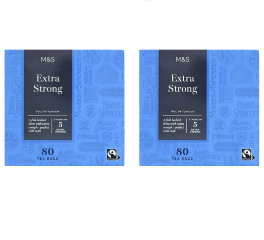 Front view of M&S Extra Strong Tea Bags 160 Count British black tea pack