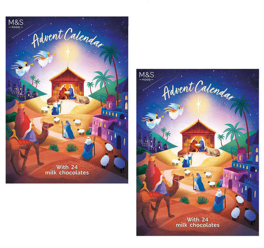 Front view of M&S Nativity Advent Calendar 80g pack of 2