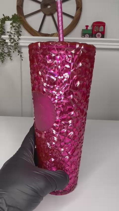Starbucks Holiday 2024 Bling Collection Hot Pink Cup