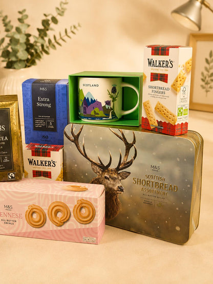 M&S Luxury Gold Loose Leaf Tea and shortbread Scotland hamper