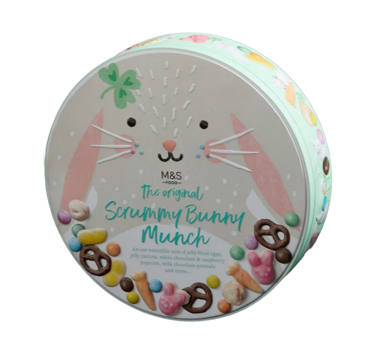 Close-up of Scrummy Bunny Munch chocolate and jelly treats