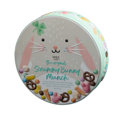 Close-up of Scrummy Bunny Munch chocolate and jelly treats