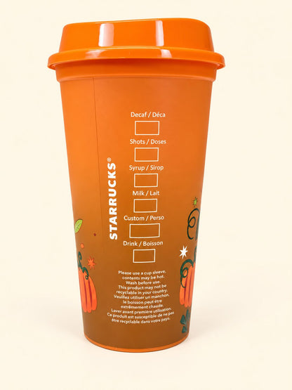 Starbucks Pumpkin reusable cup for autumn and Pumpkin Spice season