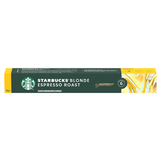 Starbucks Blonde Espresso Roast coffee capsule packaging 