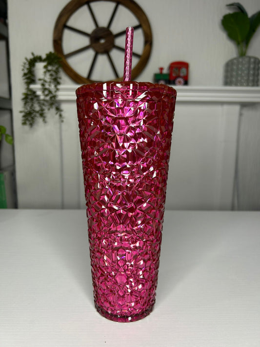 Limited edition Starbucks hot pink diamond-textured tumbler