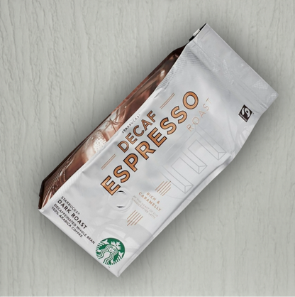 Starbucks Decaf Espresso Roast 227g bag – roasted coffee beans UK edition