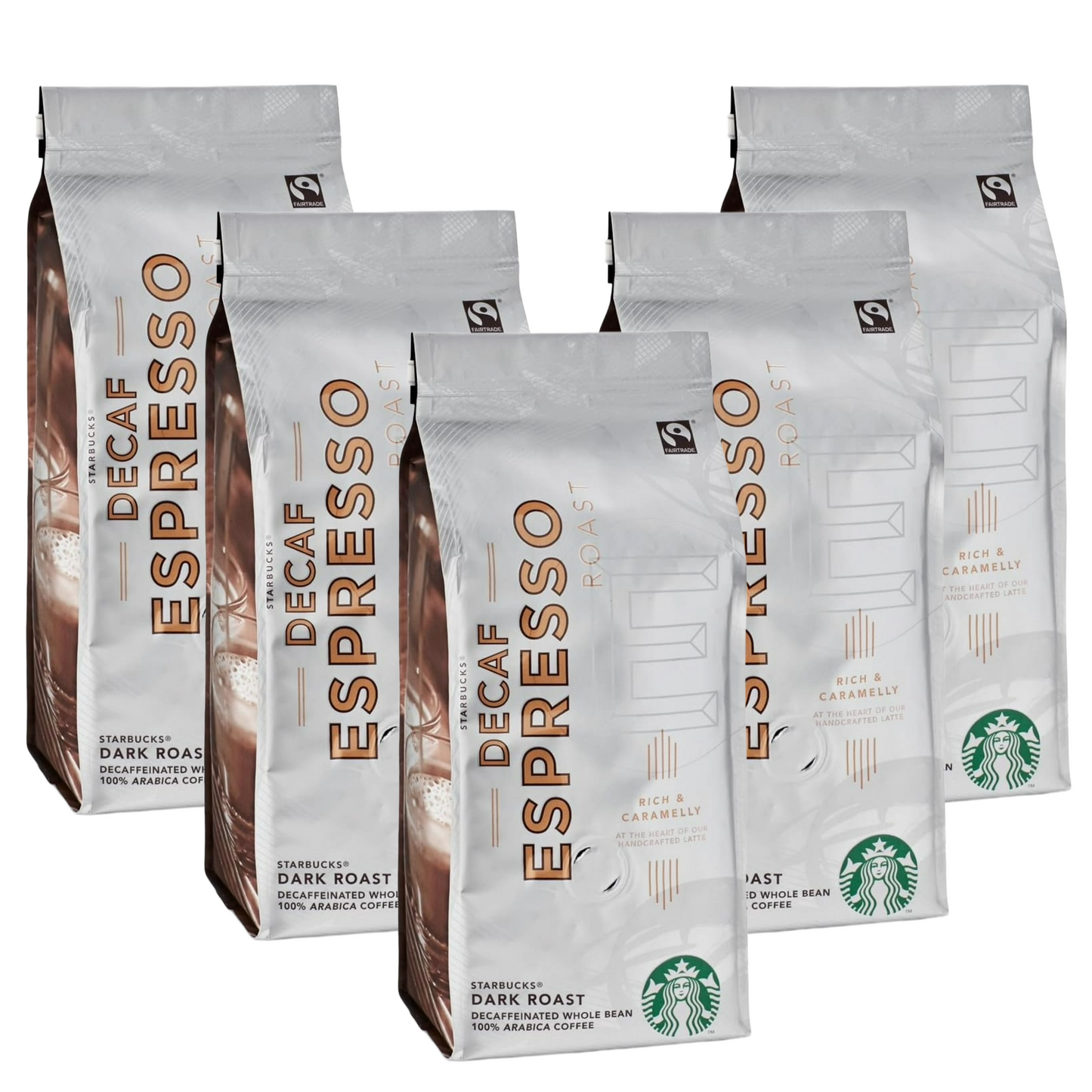 Starbucks Decaf Espresso Roast whole bean coffee pack of 5