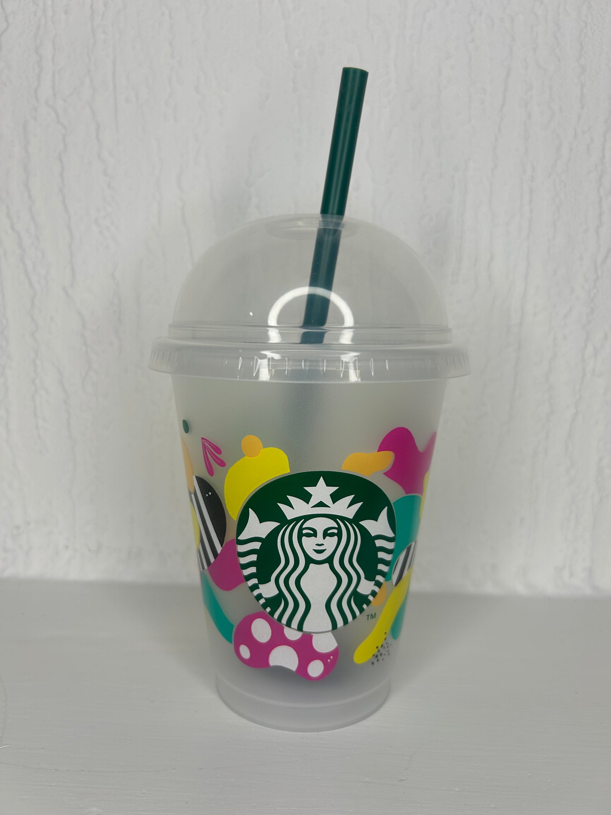 Front view of Starbucks Forget Me Not Reusable Cup 12oz with floral print
